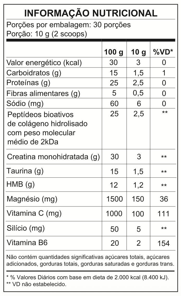 Mixlean Recomp Pro · tabela de informação nutricional